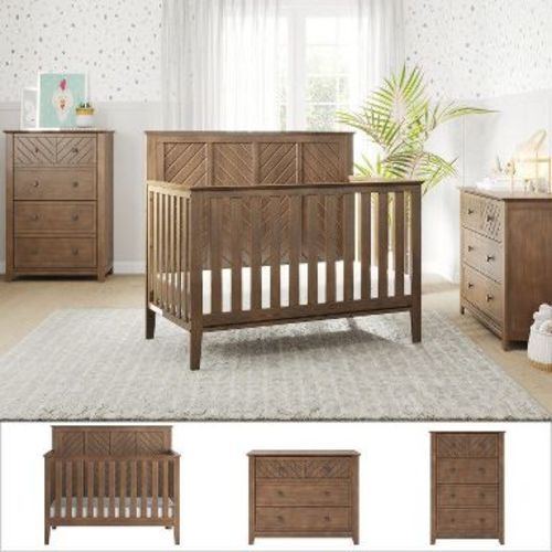 Child Craft Atwood Crib, Dresser and Chest Nursery Set, 3-Piece, Includes 4-in-1 Convertible Crib, Dresser and Chest