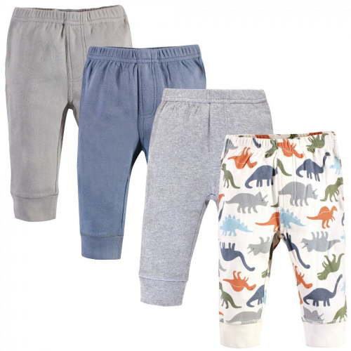 Touched by Nature Baby and Toddler Boy Organic Cotton Pants 4pk, Bold Dinosaurs, 9-12 Months