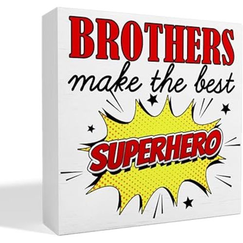 Nursery Brothers Table Decor, Nursery Newborn Baby Boys Room Bedroom Desk Decor Nursery Sibling Decoration for Toddler Kids Room Playroom, The Best Superhero, Wooden Box Sign