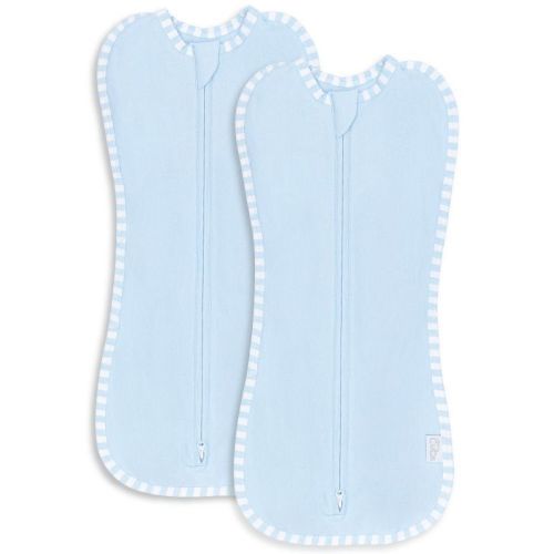 Swaddle Blanket Baby Girl Boy Easy Zipper Wrap 2 Pack Newborn Infant Sleep Sack By Comfy Cubs - Small 0-3 Months - Solid Pattern, Nomadic Blue, Azul