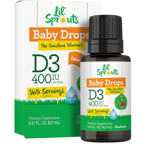 Carlyle Baby Vitamin D3 Liquid Drops | 400 IU | .31oz (9.2 mL) 1 Year Supply (365 Servings) | Vegetarian, Non-GMO, and Gluten Free by Lil' Sprouts
