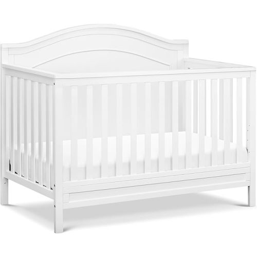 Davinci Charlie 4-in-1 Convertible Crib - GREENGUARD Gold Certified - Converts from Baby Crib to Toddler Bed, Daybed, and Full-Size Bed Effortlessly - 4 Adjustable Heights - Wooden White Baby Bed