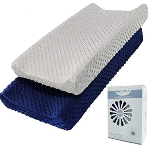 Owlowla Changing Pad Cover, Soft Minky Dots Changing Table Sheets for Baby Boy and Girl 2Pack (Grey/Navy)