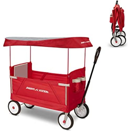Radio Flyer 3-In-1 EZ Folding, Outdoor Collapsible Wagon for Kids & Cargo, Red Folding Wagon