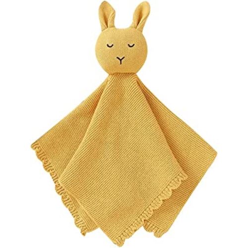 LAWKUL Baby Security Blankets Bunny Newborn Babe Lovey Snuggly Adorable Safe Cotton Baby Blankie for Infants Boy Girl Yellow