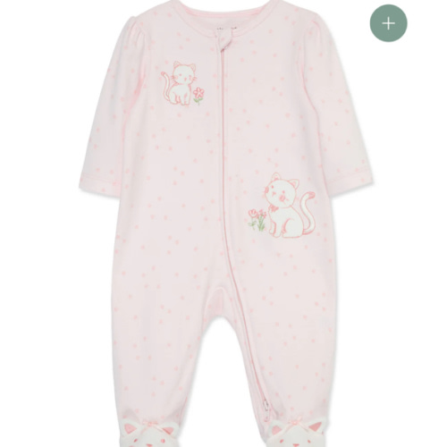 Sweet Kitties 2-Way-Zip Footed One-Piece