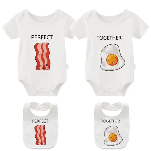 YSCULBUTOL Baby Twins Bodysuit Perfect Together Best Friend Newborn Romper Toddler Unisex Twin Outfit