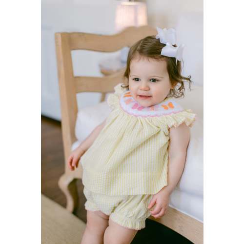 Yellow Butterfly Smocked Diaper Cover Set I Poppy Kids Co