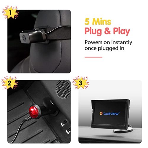 BM1 Baby Car Camera, 5'' 1080P Mirror Monitor with IR Night Vision, 3X Zoom in Closer, Full Crystal Clear View for Back Seat Rear Facing, 5 Mins Easy Installation