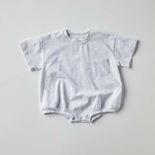 Cory Pocket Romper in Heather Grey