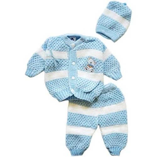 Newborn Baby Boy's Girl's Unisex Warm Winter 3 Pieces Crochet Set