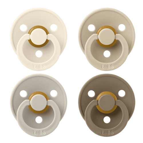 BIBS Pacifier Colour Size 2, 6-18 Months, Vanilla/Sand/Ivory/Dark Oak, 4 pack