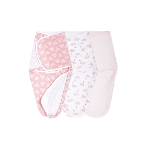 Essentials Easy Swaddle Wrap Quick Change with Bottom Zipper, Snug Cotton Knit Baby Wrap Swaddle Blanket for Newborns, TOG 1.0, 3-Pack, Small/Medium