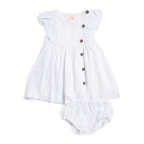 Infant Girls Ruffle Sleeve Button Front Dress With Bloomers | Kids & Baby | T.J.Maxx