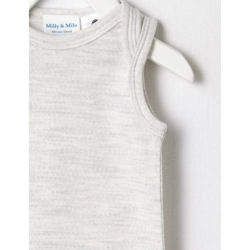 Milly & Milo Merino Blend Sleeveless Bodysuit, Grey Marle