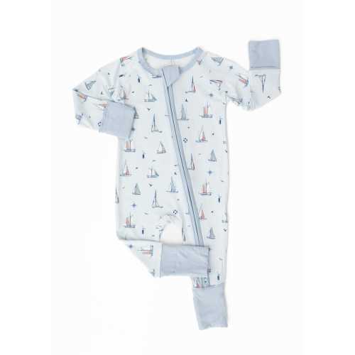SAILBOATS Bamboo Baby Pajamas, Blue Bamboo Baby Boy Sleepers, Bamboo Baby Romper, Zippered Baby Pajamas, Boats Baby Pajamas, Nautical