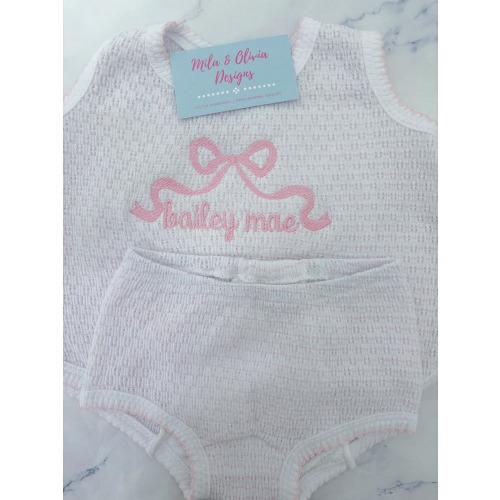 Paty sleeveless top with diaper cover, Monogrammed bloomer set, baby girl outfit