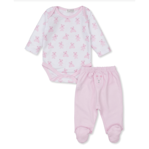 Beary Plaid Footed Pant Set, Pink