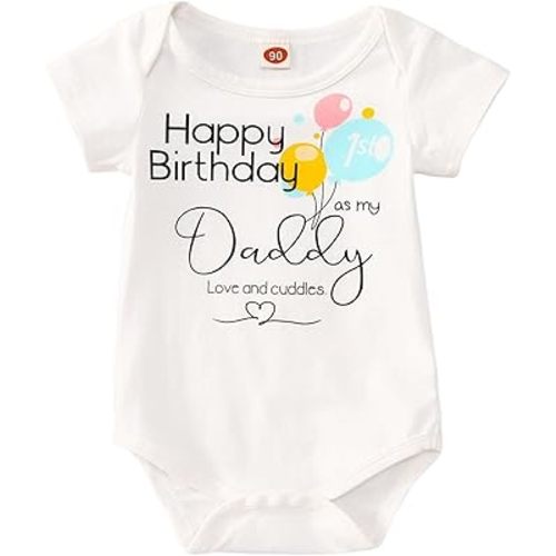 Baby Girls Bodysuit 1st Father's Day Romper Daddy's Girl Onesie Infant Short Sleeve Jumpsuit Outfit 3-18 Months