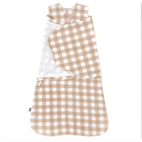 Tan Gingham Micro-Fleece Swaddle Newborn | HALO