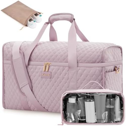 LOVEVOOK Travel Duffle Bag, Weekender Bags For Women, Carry On Duffel Bags For Airplanes, Overnight Bag With Toiletry Bag, Hospital Bag for Labor and Delivery, Yoga Gym Bag with Wet Pocket, 3Pcs Set