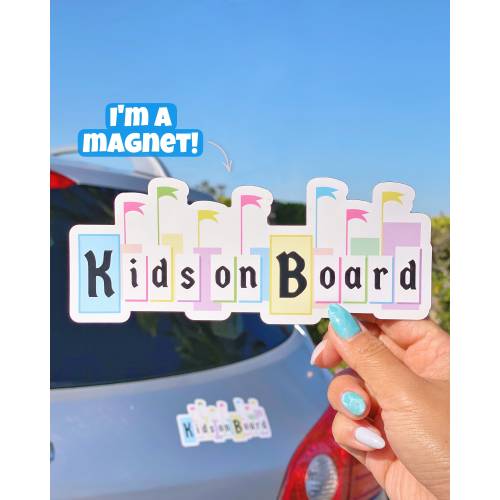 Kids on Board Magnet Disney Car/ Pastel Disneyland Newborn Safety Car Bumper Magnet/ New parents gift/ baby on board