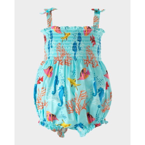 Girl's Coral Reef Bubble Romper, Size 3M-24M