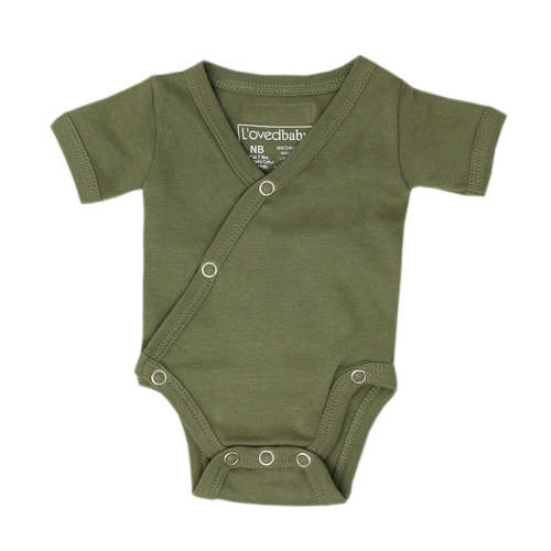 Organic Short-Sleeve Kimono Bodysuit in Sage – L'ovedbaby
