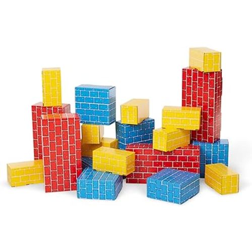 Melissa & Doug Jumbo Extra-Thick Cardboard Building Blocks - 40 Blocks in 3 Sizes Jumbo Extra-Thick Cardboard Pretend Brick For Building
