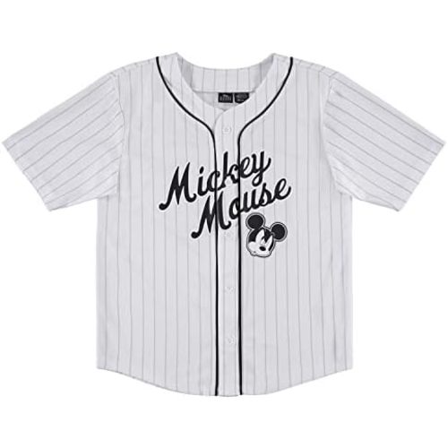 Disney Boys Mickey Mouse Baseball Jersey - Boys Classic Mickey Mouse Mesh Button Down Baseball Jersey Mickey Mouse Shirt