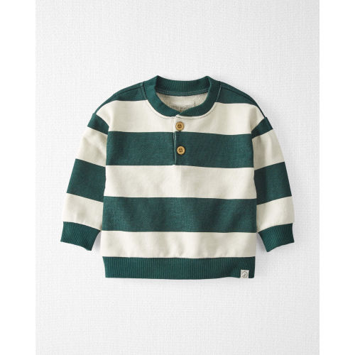 Baby Organic Cotton Fleece Henley in Stripes
