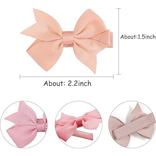 CÉLLOT Hair Clips for Girls - 42PCS Fully Lined Hair Bows Alligator Clips for Toddlers, Infants, Kids, 21 Color Pairs