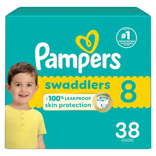 Pampers Baby Diapers - Swaddlers - Size 8, 38 Count, Ultra Absorbent Disposable Infant Diaper