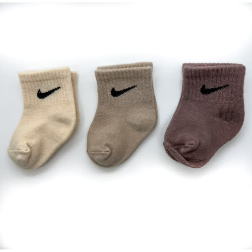 Nike Baby Earth Tones Ankle Socks, Newborn, 3 - Pack