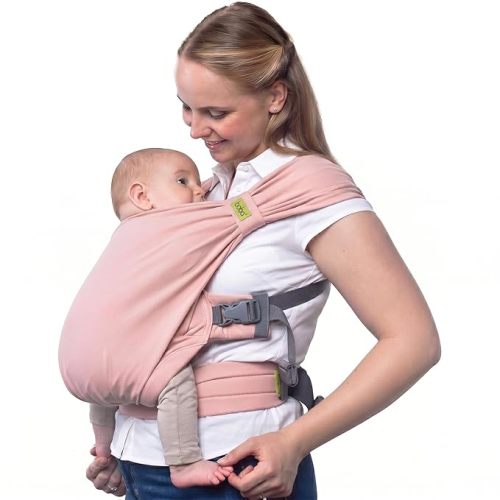 Boba Bliss Pre-Wrapped Baby Carrier with Buckle - Newborn to 7-35 lbs Light, Breathable & Easy to Adjust Hybrid Infant Sling & Toddler Carrier - Certified Hip-Healthy for 0-18 Months - Sand Leopard