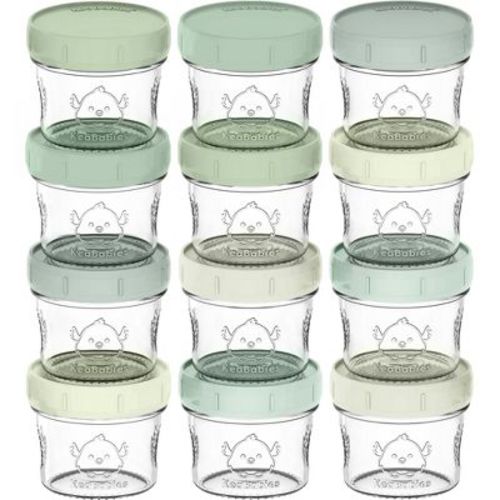 12pk Prep Baby Food Storage Containers, 4 Oz Leak-proof, Bpa Free Glass Baby Food Jars For Feeding (sage)