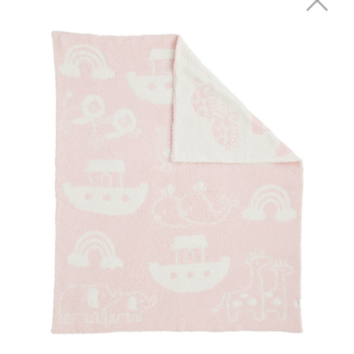Pink Noah's Ark Chenille Blanket | Cozy Knit for Little Ones | Mud Pie