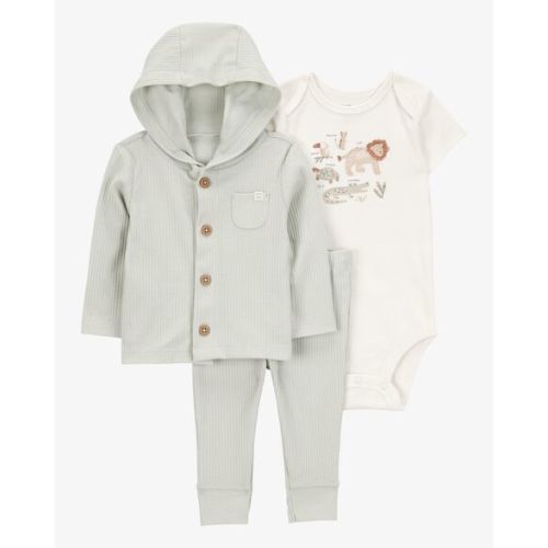 Baby Lion 3-Piece Cardigan Set - Green/White - Carter's | Carter's, Size 0-3 Months