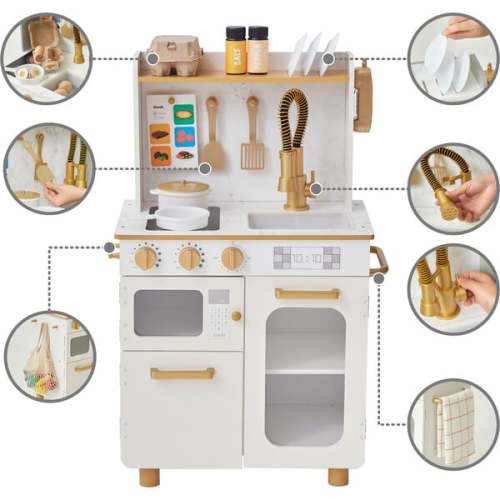 Little Chef Memphis Small Play Kitchen - White/Gold - Teamson Kids | Maisonette