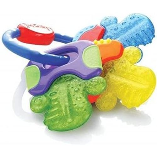 Nuby Ice Gel Teether Keys, 1 Pack Multicolor Keys on Blue Ring
