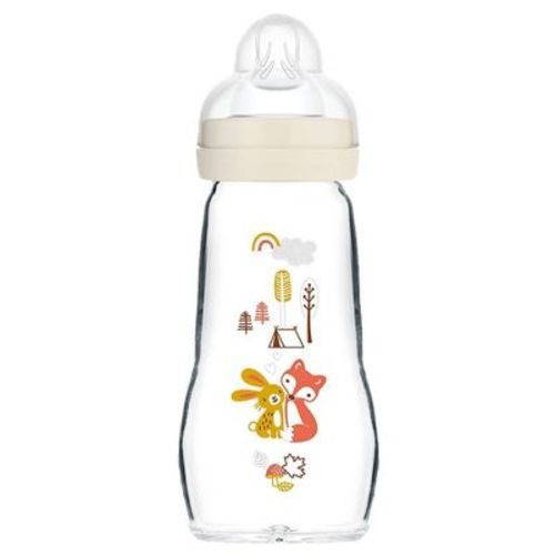 Mam Feel Good Glass Baby Bottle - Cream - 9oz