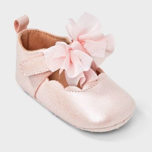 Baby Girls' Bow Shimmer Dress Shoes - Cat & Jack™ Light Pink 6-9m