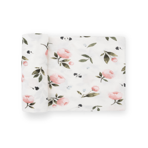 Stretch Knit Swaddle Blanket - Watercolor Rose