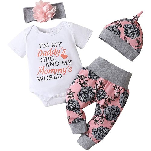 Newborn Baby Girl Clothes Infant Baby Ruffle Romper +Pants + Headband 3 PCS Outfits Set