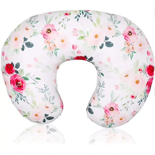Floral Nursing Pillow Cover, Breastfeeding Pillow Slipcover for Baby Boys & Girls, Nursing Pillow Case for Newborn, Soft Fabric Fits Snug On Infant, Washable & Breathable, Watercolor Flower
