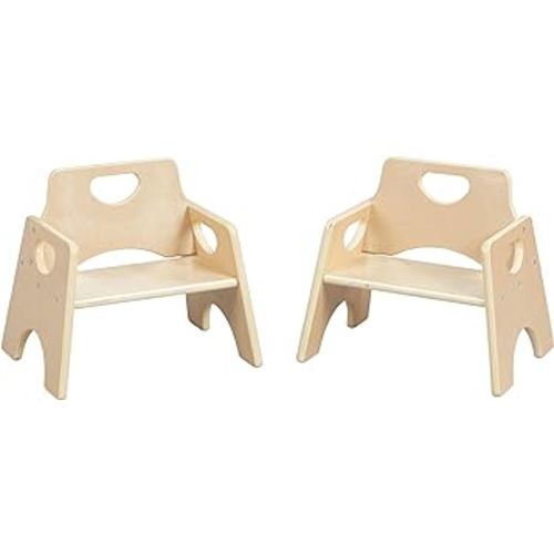 ECR4Kids Stackable Wooden Toddler Chair, 6in, Kids Furniture, Natural, 2-Pack