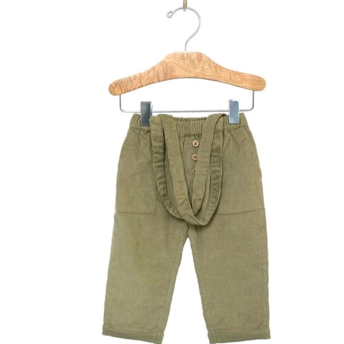 Fine Wale Corduroy Suspender Pants, Olive