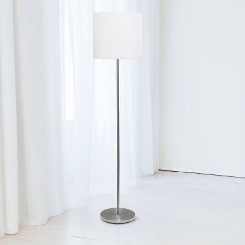 Drum Shade Floor Lamp White - Simple Designs: Brushed Nickel, Modern Style, Etl Listed