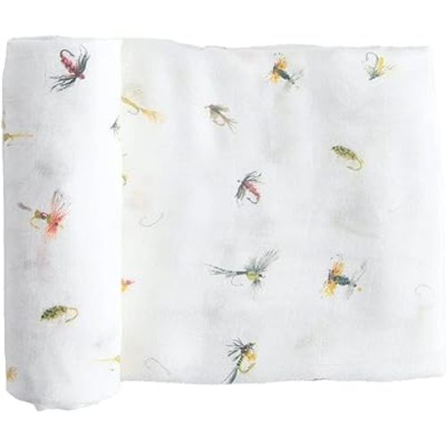 Little Unicorn – Gone Fishing Deluxe Swaddle | Single | 100% Rayon Muslin from Bamboo | Super Soft | Newborns and Infants | Large 47” x 47” | Machine Washable