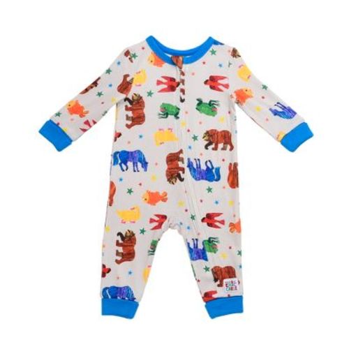 World of Eric Carle Brown Bear One Piece Zippered Coverall Pajamas, Gray Animal Print, 12M
